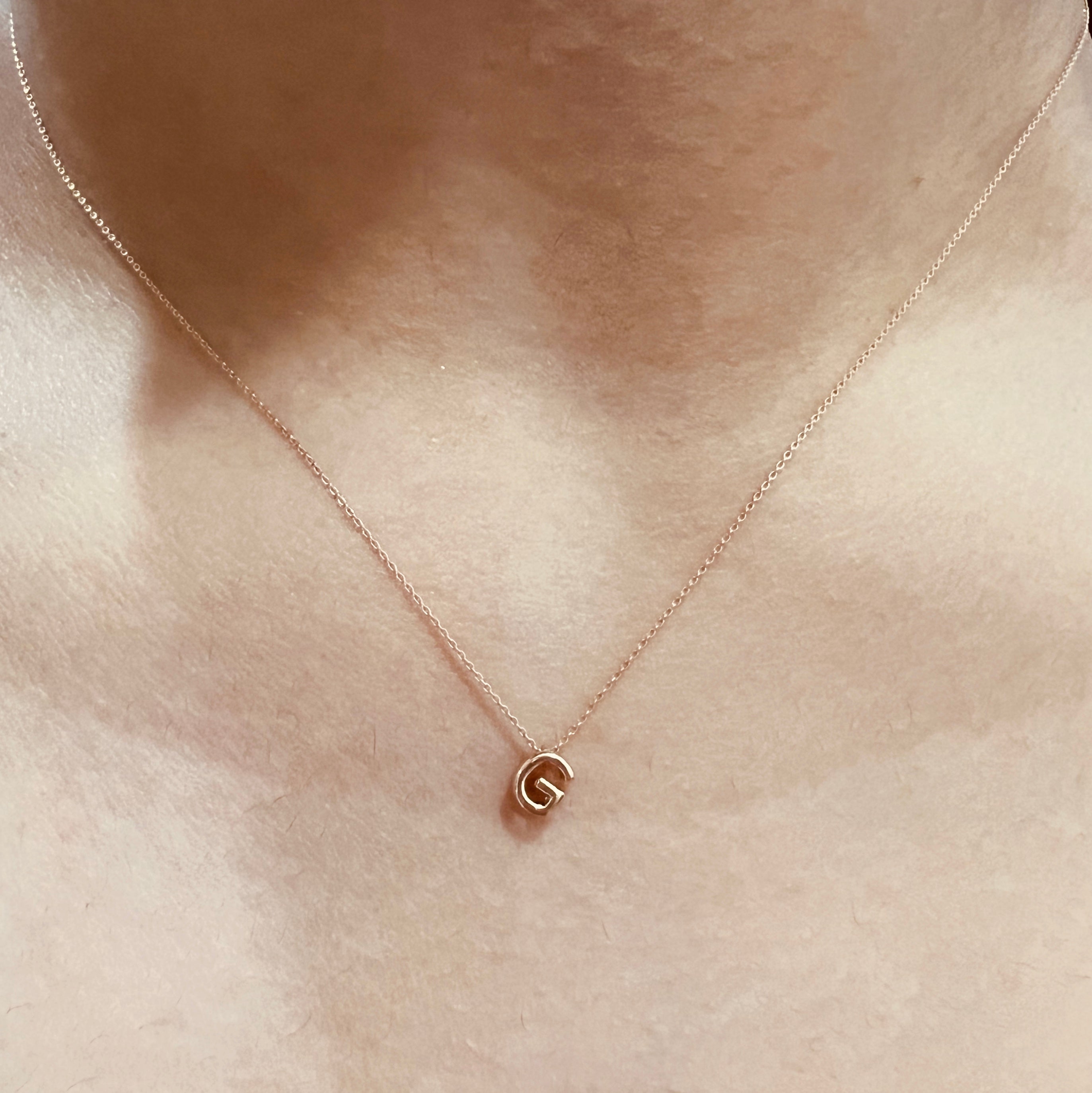 G Initial Cube Necklace - Plain