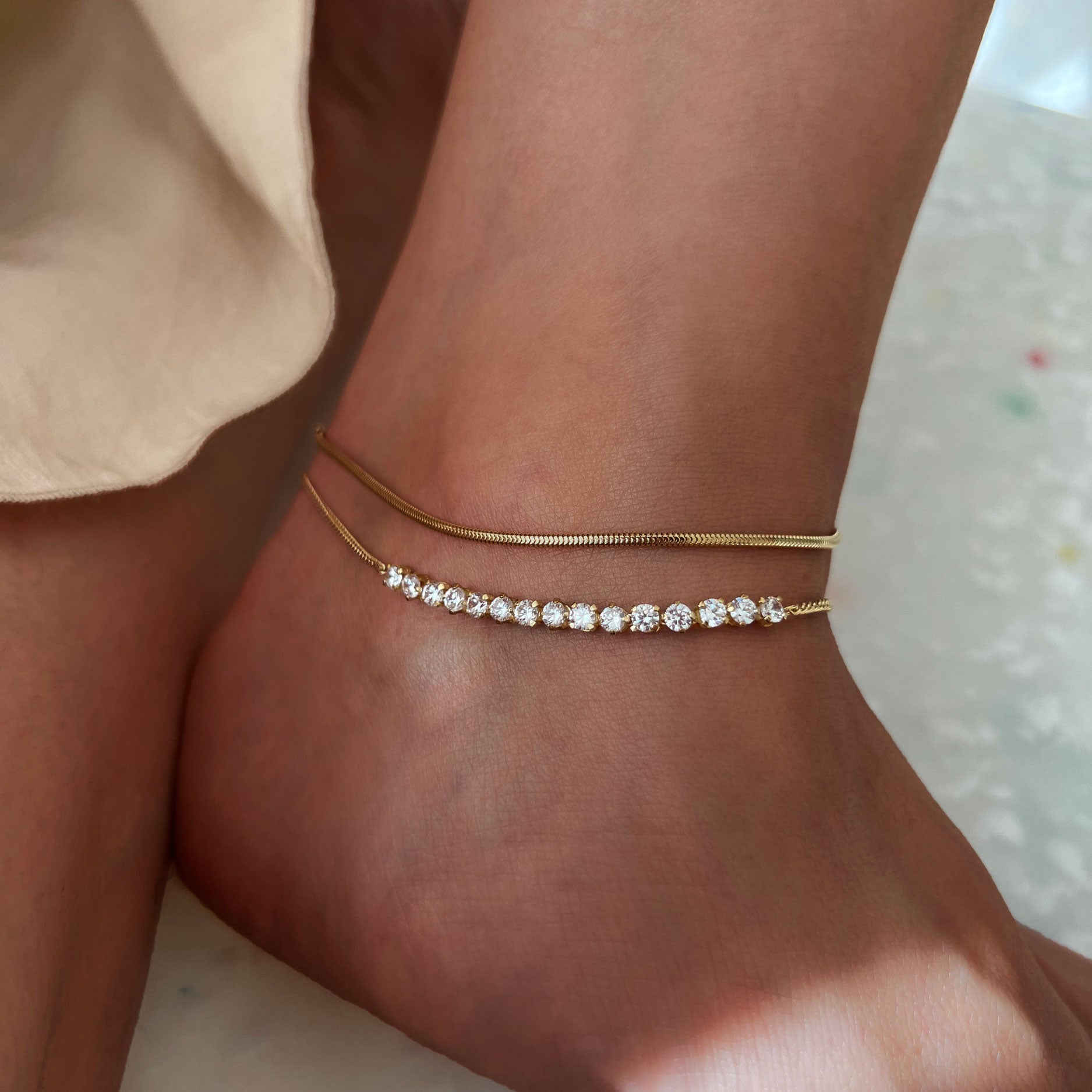 Gold Harrold Pearl Anklet