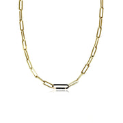 Large Enamel Clasp Thick Paperclip Chain Necklace